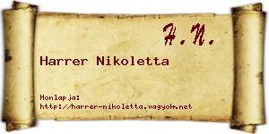 Harrer Nikoletta névjegykártya